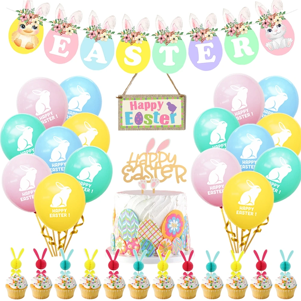 Заводские весенние баннеры в виде яйца в виде кролика на Пасху, украшения на день рождения, набор для домашней вечеринки