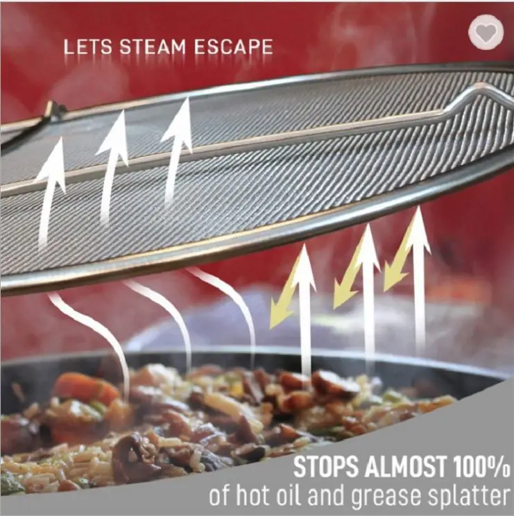 Frying Pan Hot Oil Splash  Protects Skin  Burns  Splatter Guard  Mesh Grease Grease Splatter Screen