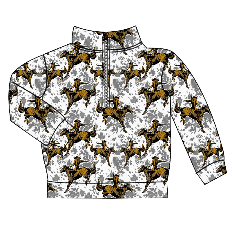 New Arrival Silver Fox Fabric Toddler Boy Girl Jacket Tops Western Winter Long Sleeve Kids Polar Fleece Zipper Sherpa Pullover