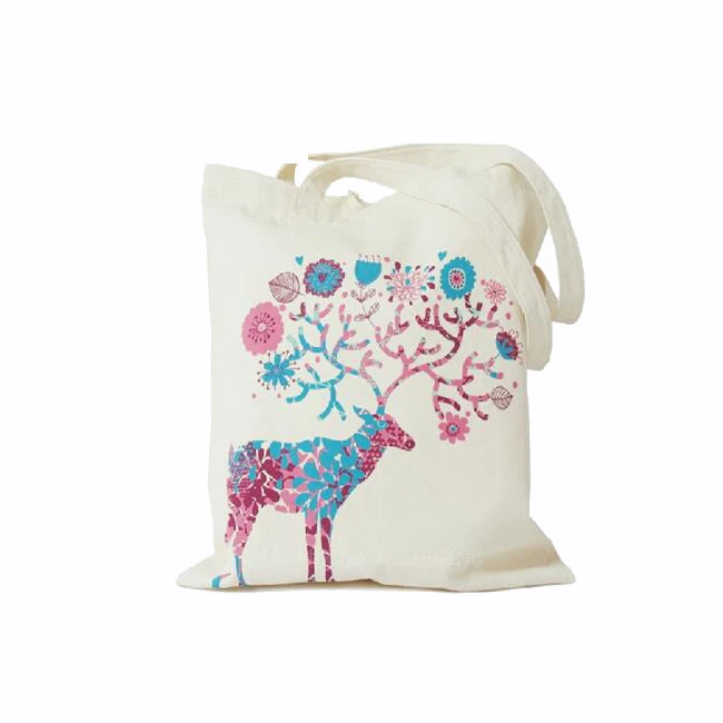 Factory custom high quality color Digital UV printing logo woman canvas bag TOTE cotton shopping bag green advertising gift bag