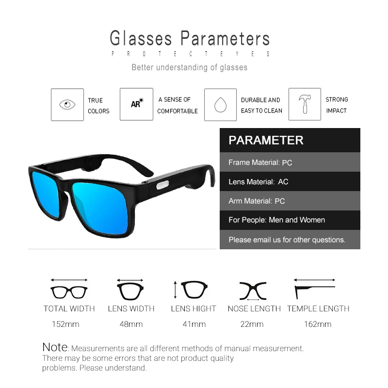 Music Bone Conduction  Smart Sunglasses Polarized Headphones Wireless Smart Headset Sunglasses for Women Men