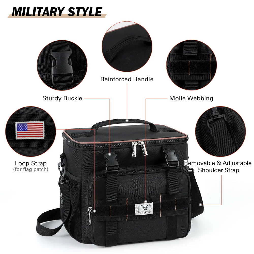 Best selling thermal lunch black bag heat lunch box with insulation bags large insulated tactical lunch bag for for men
