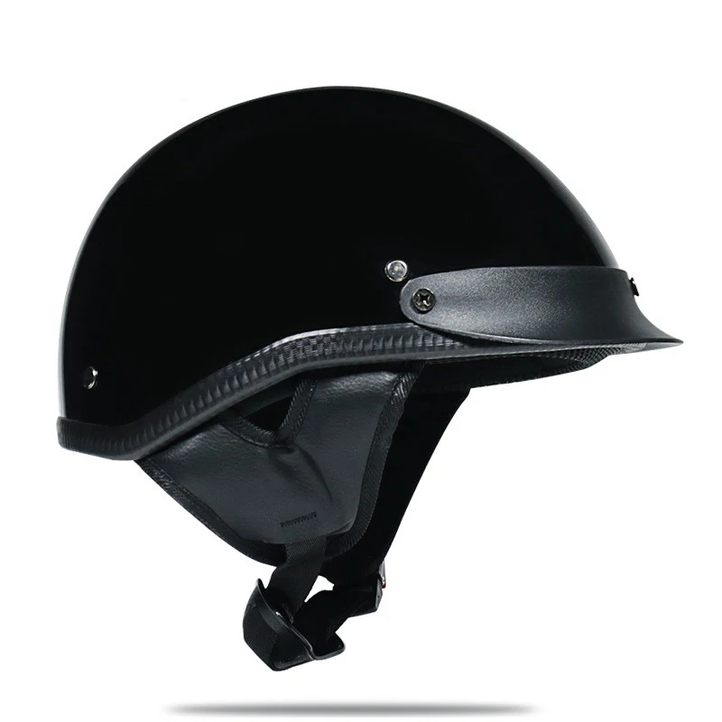 Half Helmet Retro Motorcycle Motor Open Face Helmet Black  M-2XL