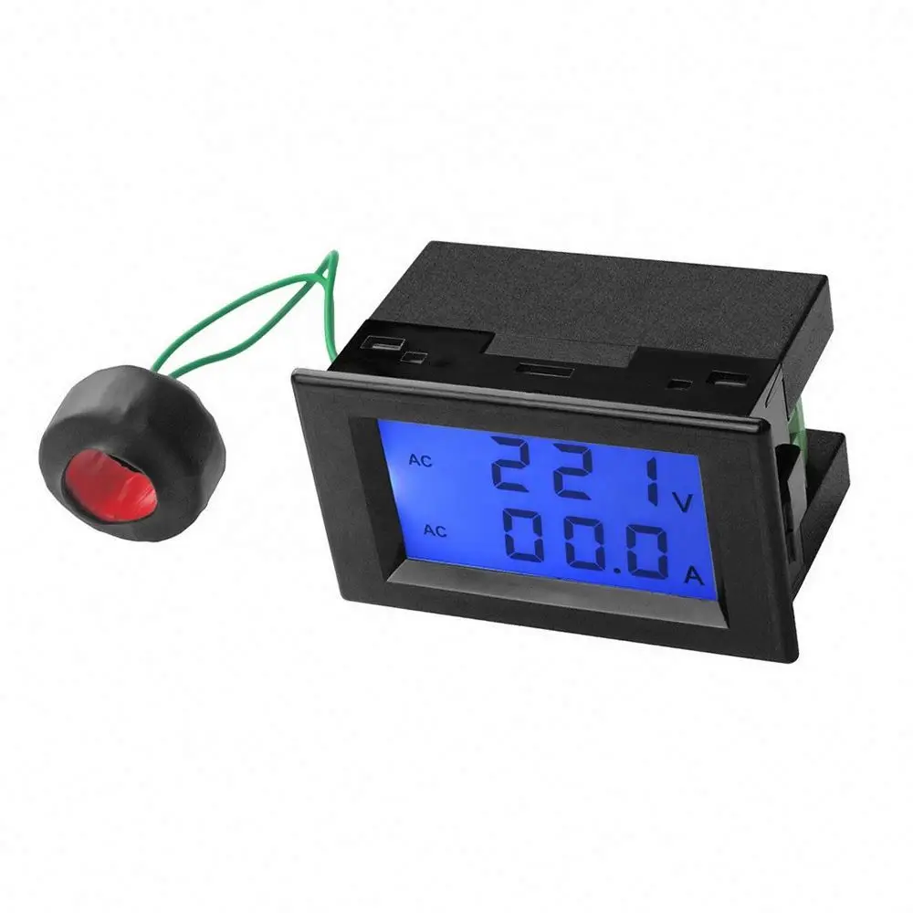 Digital AC Voltmeter Ammeter AC 80-300V 100A Amp Volt Panel Meter Voltage Current Amp Monitor 110V 220V LCD Dual Display