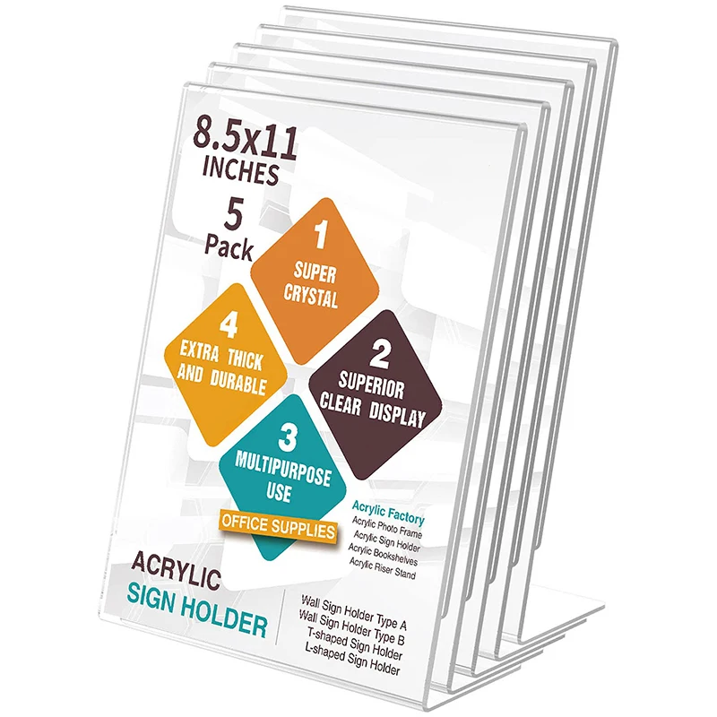 Factory a3 a4 a5 acrylic poster holder custom acrylic sign holder stand for officeworks/shop