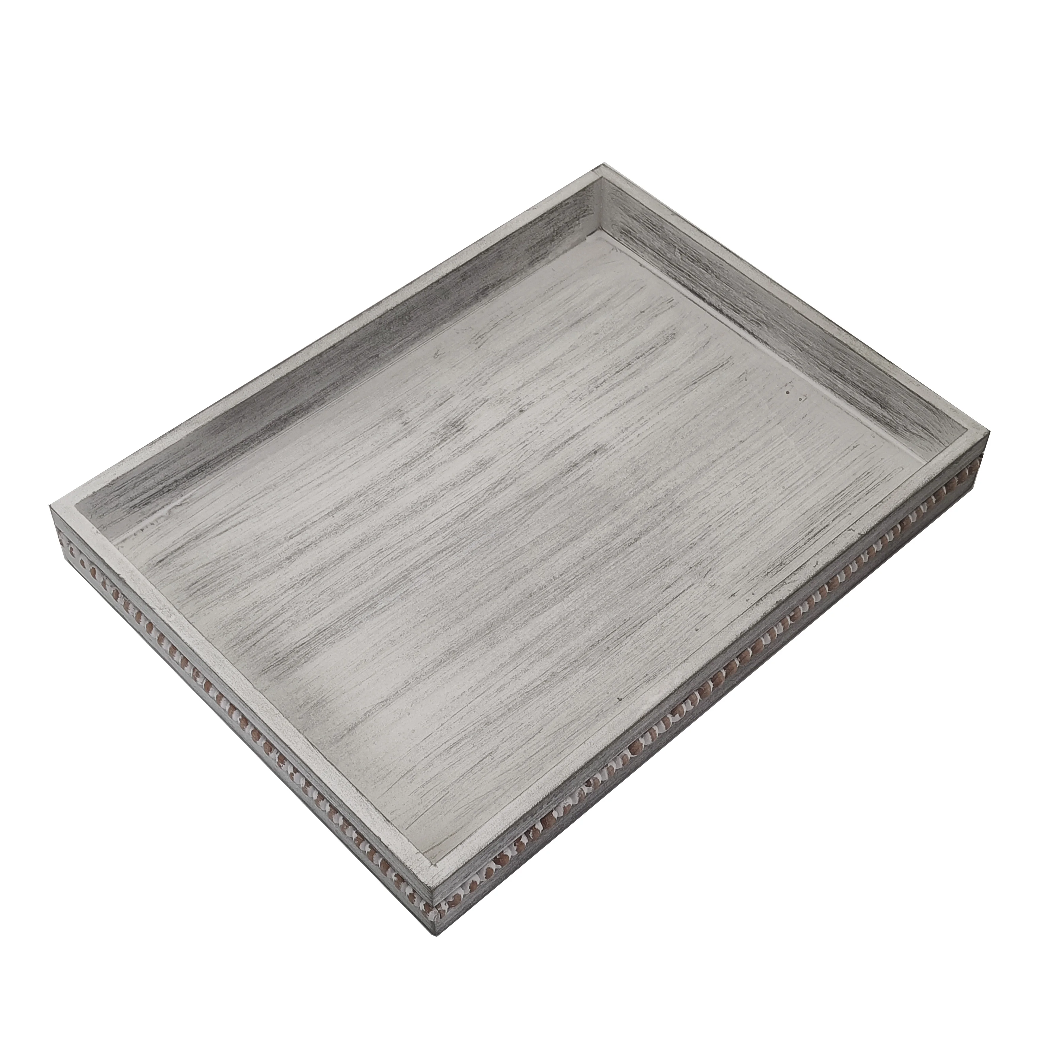 round tray rustic white wood beaded tray decorative round tray for living room coffee table kitchen decor