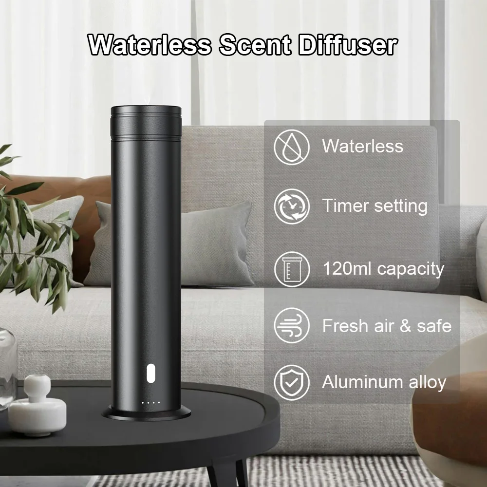 Wholesale home hotel air fragrance electronic aluminum metal customized waterless essential oil diffuser with remote control