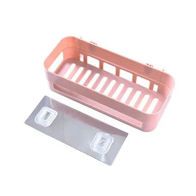 Single-Tier Plastic Punch Corner Frame No-Drill Bathroom Kitchen Organizer Shower Storage Rack Holder Home Accessory Storage