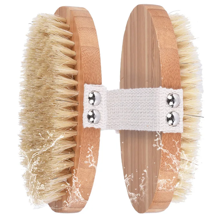 
Amazon hot selling Soft Natural Bristle Dry Skin Body Brush wooden brush 