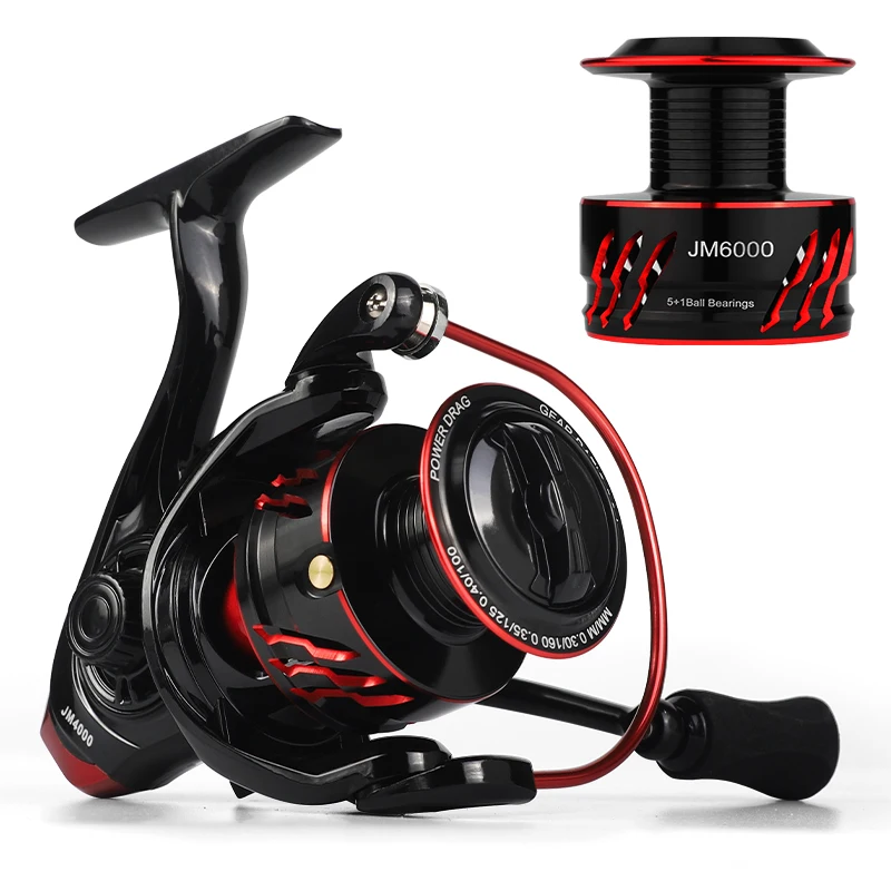 LINNHUE Spinning Reel 6BB JM1000-6000 Spare Deep Shallow Spool 5.1:1 Reel Fishing Suit Sea Saltwater FreshWater Fishing Reel