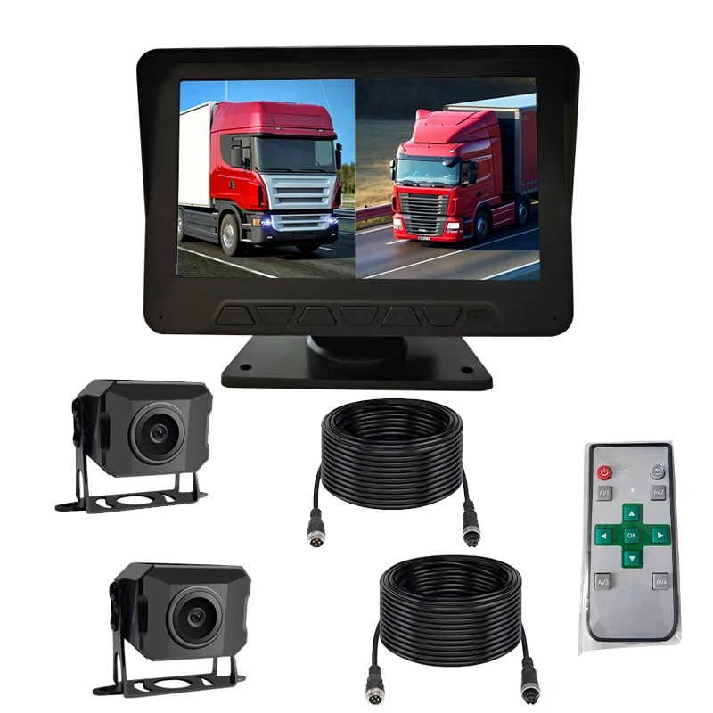 720P Truck Camera Anterior and Posterior Vision 2 Channel Video Input Rear View Backup 7 inch AHD Bus Monitor