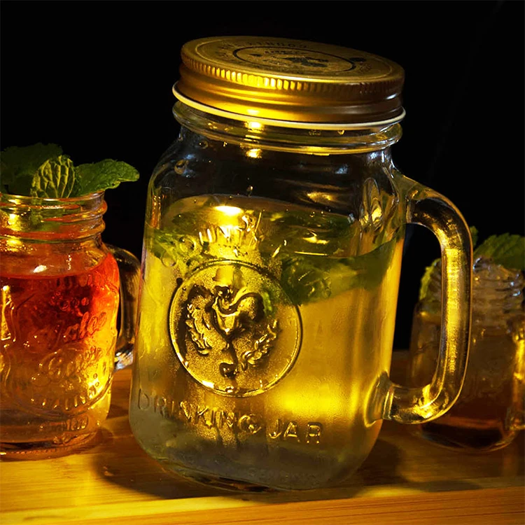 wholesale small glass mason jars with handles square mini glass jar with cover