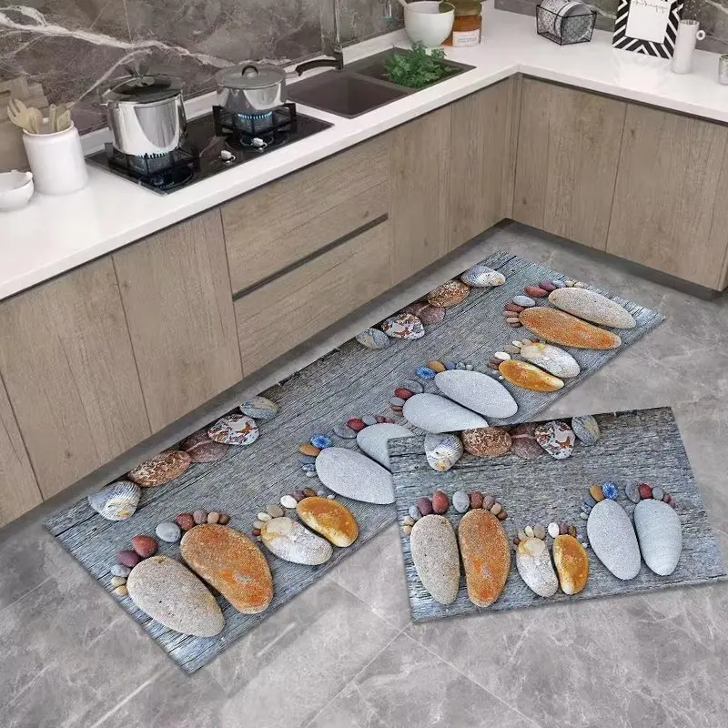 3D Print Geometric 2 Pcs Water Absorbent Anti Fatigue Hard Long Kitchen Floor Mats  Non Skid Kitchen Mats for Floor