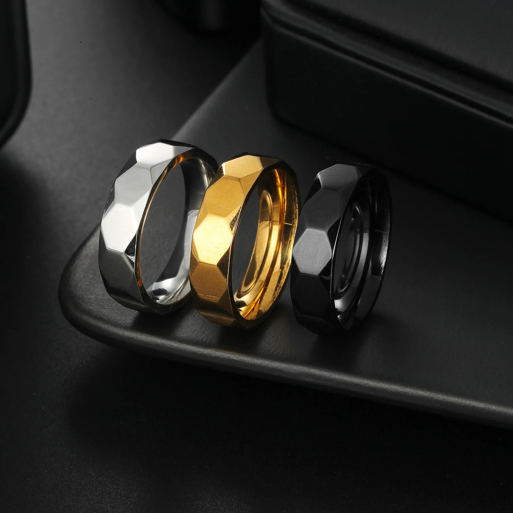 New Designs 6mm Couple Ring Multi-Faceted Stainless Steel Fashion Jewelry Couple Rings Popular Fidget Rings