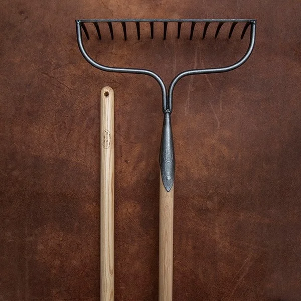 Hand leaf gardening rake logo grooming rake hand metal garden rake