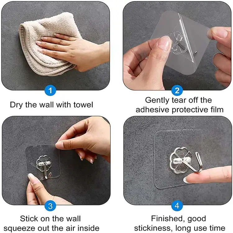 Strong Transparent Suction Cup Sucker Hanger Self Adhesive Hook Wall Hooks for Kitchen Bathroom