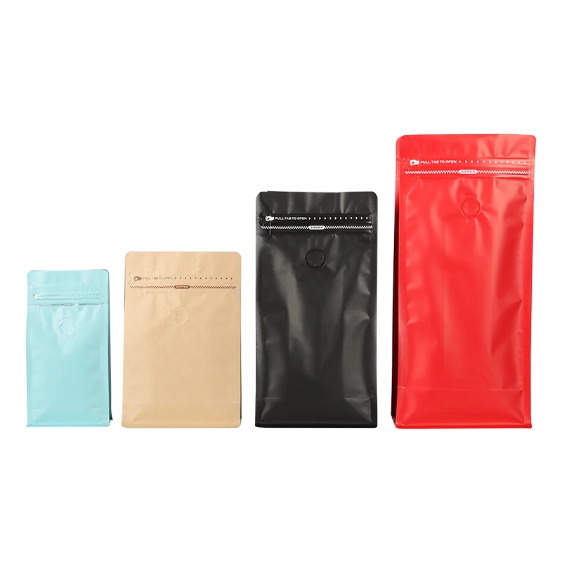 Biodegradable Black Coffee Bags With Valve And Zipper Custom Paper Packaging Flat Bottom Coffee Bean Bag 250gr 250g