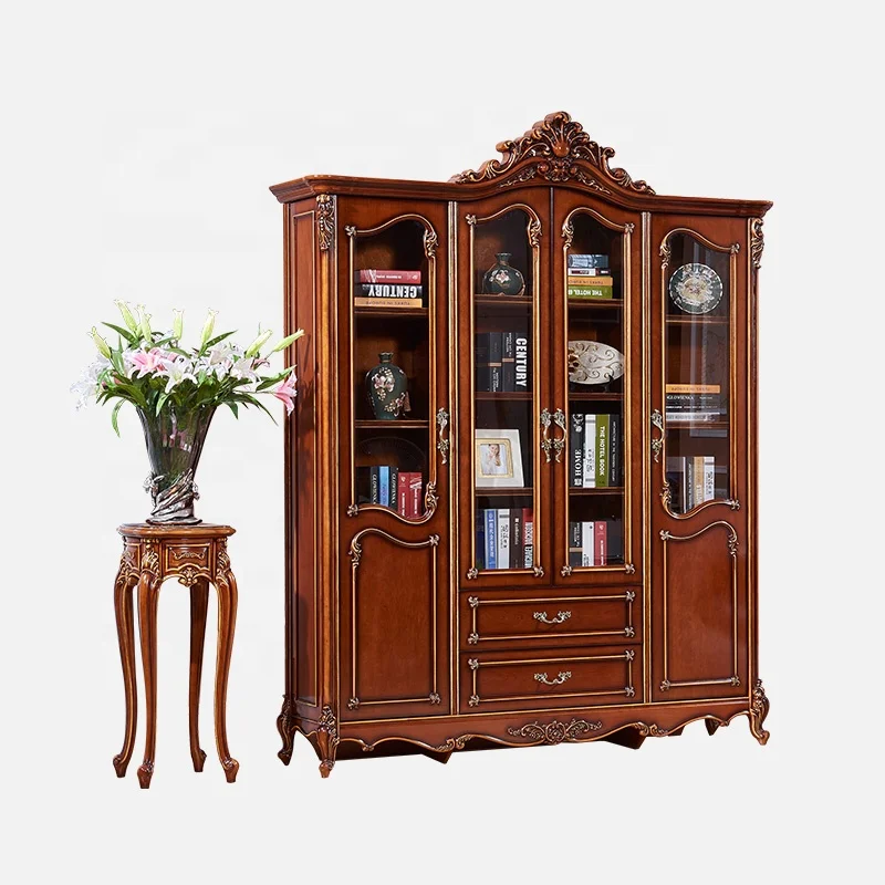 Antique Bookshelves Exquisite Carved Wooden Bookshelf