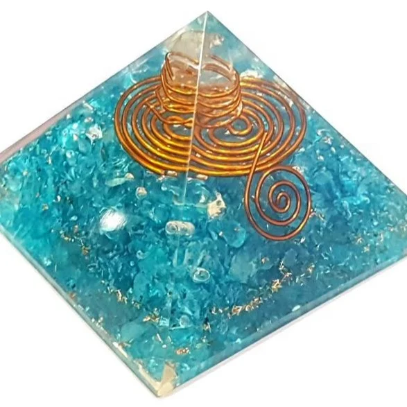 Double Coil Reiki Healing Meditation All Round Protection Orgone Pyramid, Four Side Four Elements Air Water Earth Fire Pyramid