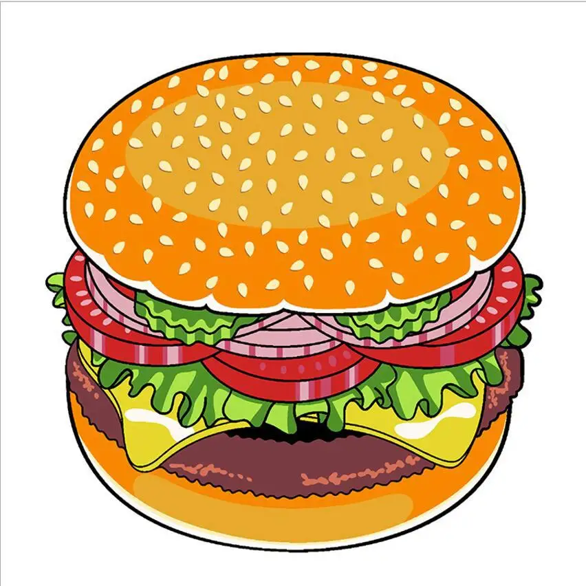 Beach Towel Microfiber Super Absorbent Large Towels Quick Dry Sand Free 60 Inch for Swimming Bath Funny Gifts Burger