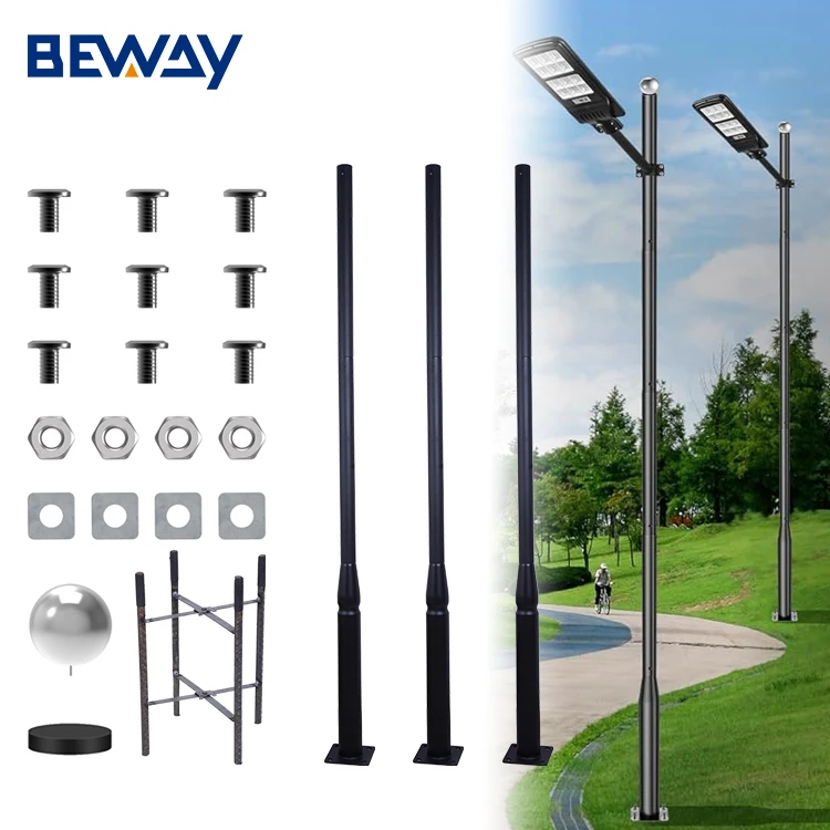 Factory Supply Post Garden Solar LED Street Light Pole 2.5m 3m 4m Outdoor With High Mast Lamp Pole