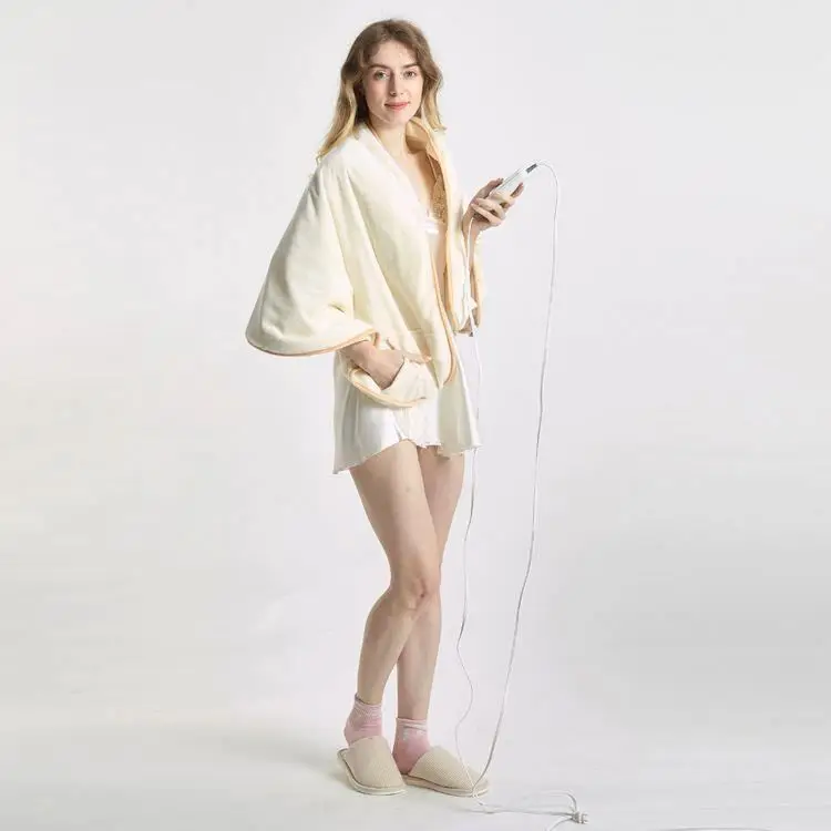 Hot selling white round flannel heated throw blanket