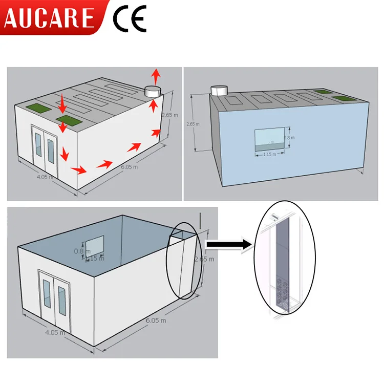 High Quality Raw Materials Paint Mixing Room for Sale Paint Mixing Room with Exhaust fan Paint Color Changing Room Heater