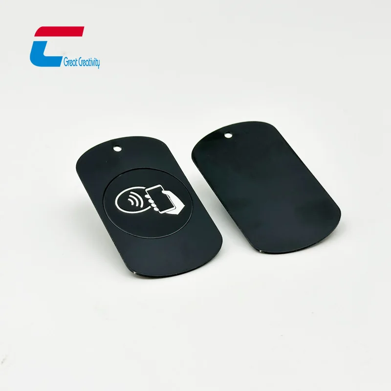 Custom Metal Necklace Social Media Tap Nfc Metal Hang Tag With Chip