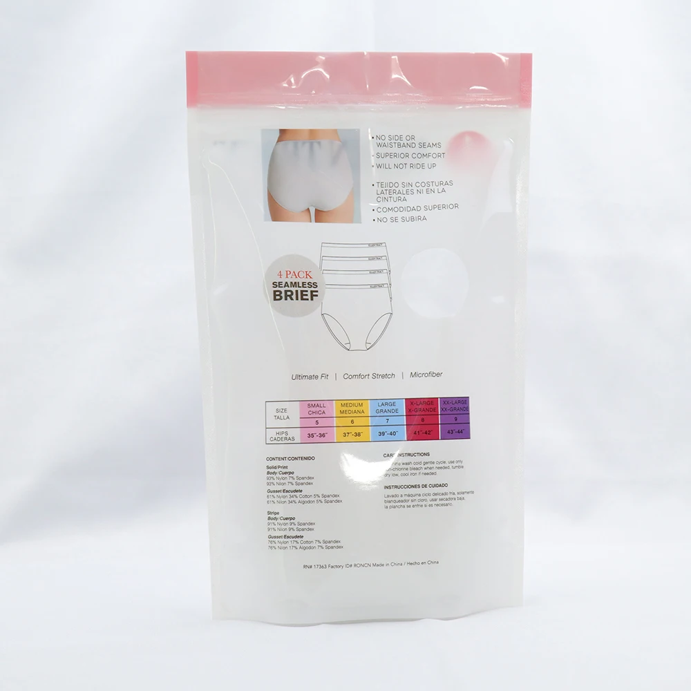 Custom Resealable Garment PET PE OPP Plastic Clothing Underwear Ziplock Zipper Zip Lock Packaging Bags With Hanging Card Hole