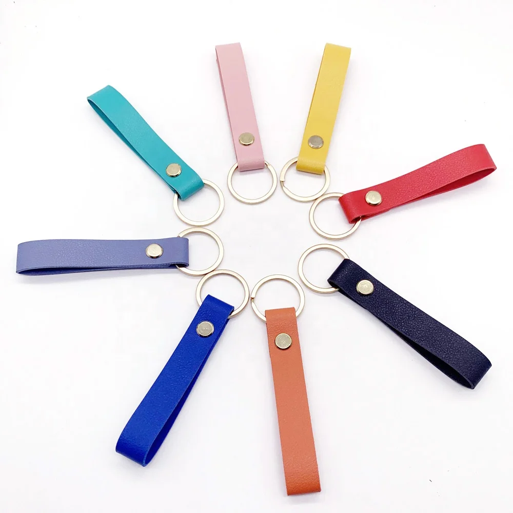 leather strap key holder pu leather belt loop keychain hand wristlet lanyard key chain