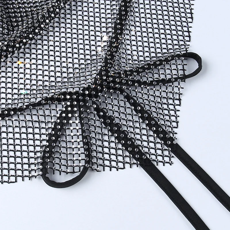 High Quality 2022 Summer Tops For Women Rhinestone Halter Custom Crop Top Backless Chain Sexy Tops