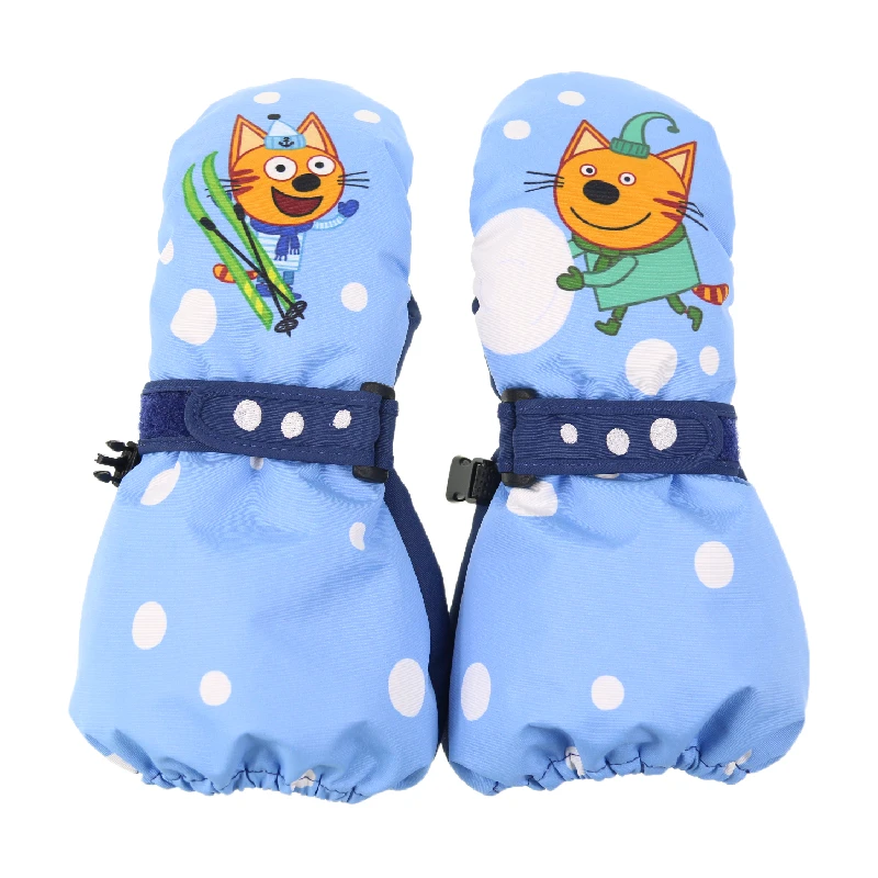 Custom Winter outdoor Warm Toddler Girls Boys Ski snowboard Mittens Waterproof Cartoon Fleece Lined Kids Baby Ski Mittens