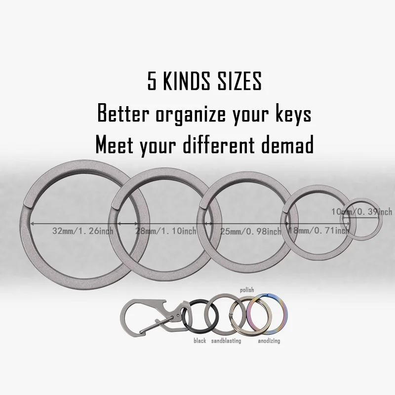 Multiple Sizes Titanium Alloy wholesale Non rusting keyring material metal carabiner Quick Release Tactical Split