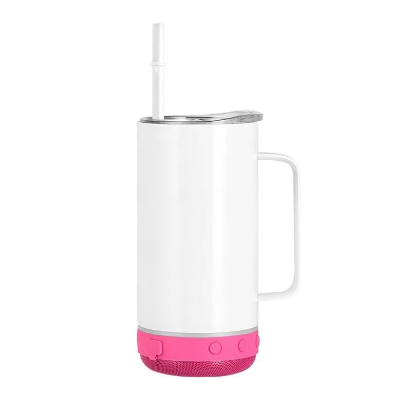 20oz Sublimation Tumbler With Bluetooth Speaker Cups Stainless Steel Usa Smart Wireless Blue Tooth Music Cup With Lids