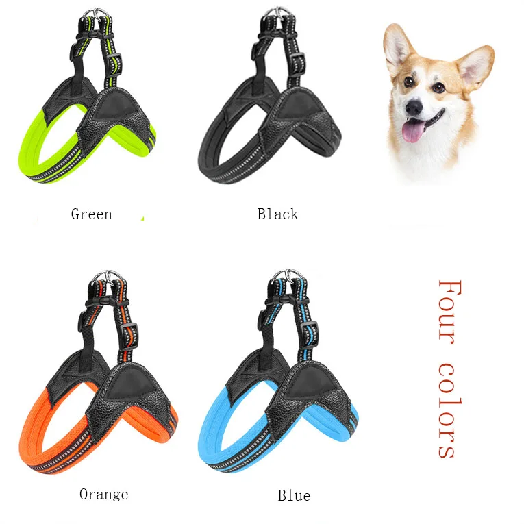 Leather Chest Harness One Piece Set of Dog Leash  Breathable and Safety Pet Supplies for Outdoor