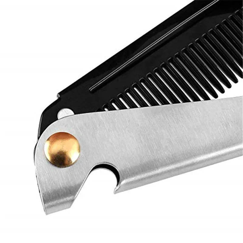 Stainless Steel Bottle Opener Comb Small Pocket Comb Mini Anti Static Beard Mustache Comb