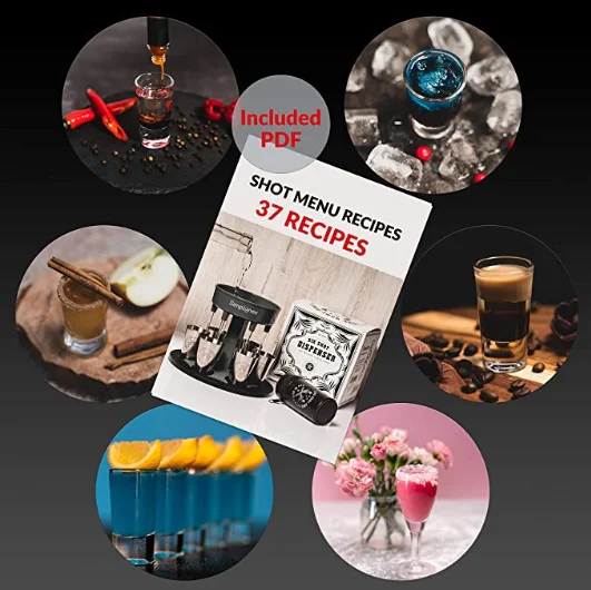 6 Glass dispensers and brackets with 6 stainless steel wine glasses in a convenient box