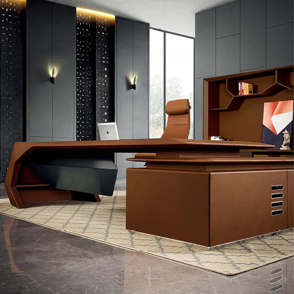 Luxury Leather Wooden Modern Boss Ceo Office Executive Desk