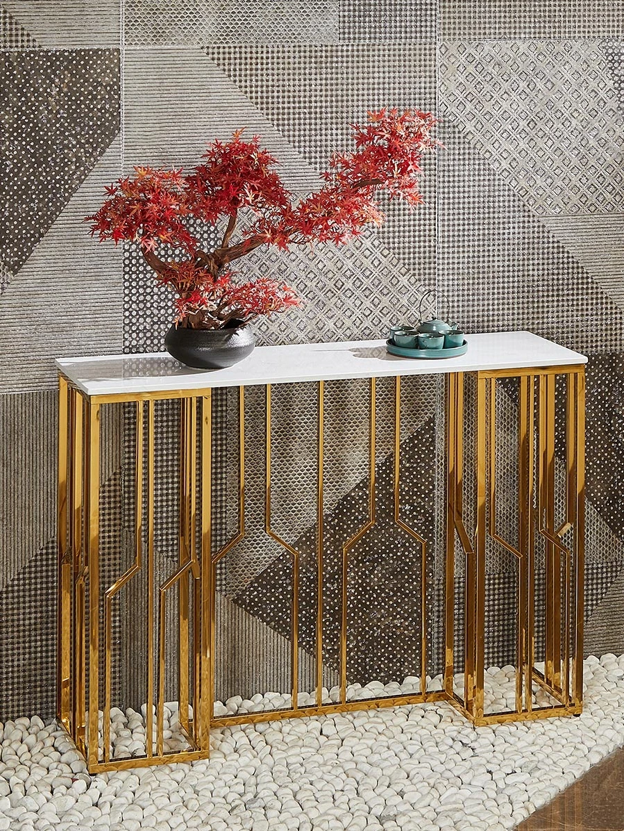 
Minimalist Marble Porch Table Wrought Iron Metal Light Luxury End View Table Entrance Corridor Porch Cabinet Partition Case 