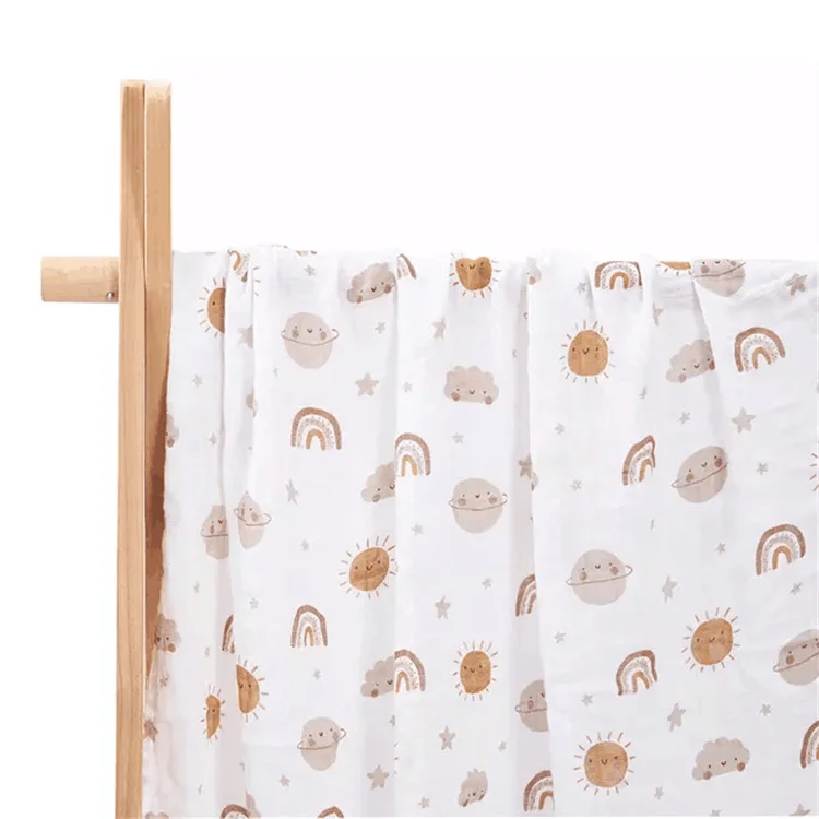 Custom Printed Bamboo Muslin Swaddle Blankets Price Low Newborn Baby Muslin Swaddle Blankets