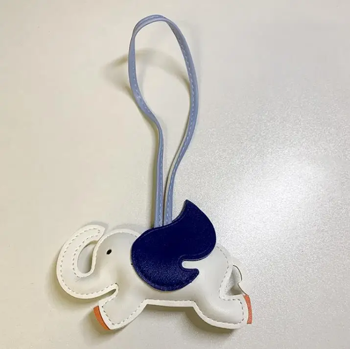 12 Colors Flying Wings Elephant Keychains Women PU Leather Hanger Pendant Decoration For Bag