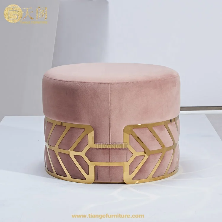 Modern Furniture Velvet Belte Pouf Ottoman For Living Room