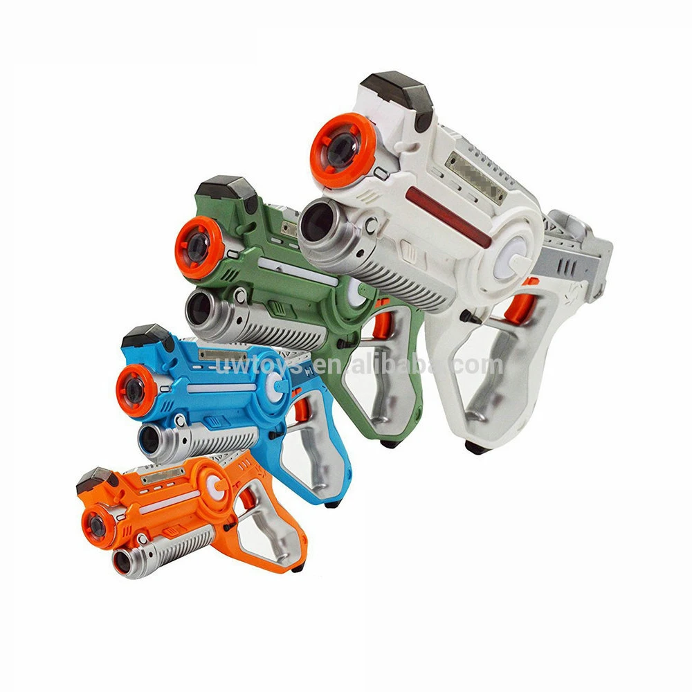 Set of 4 Infrared Laser Tag Guns for 4 Players, Indoor and Outdoor Team Game (Orange, Green, Blue, White)
