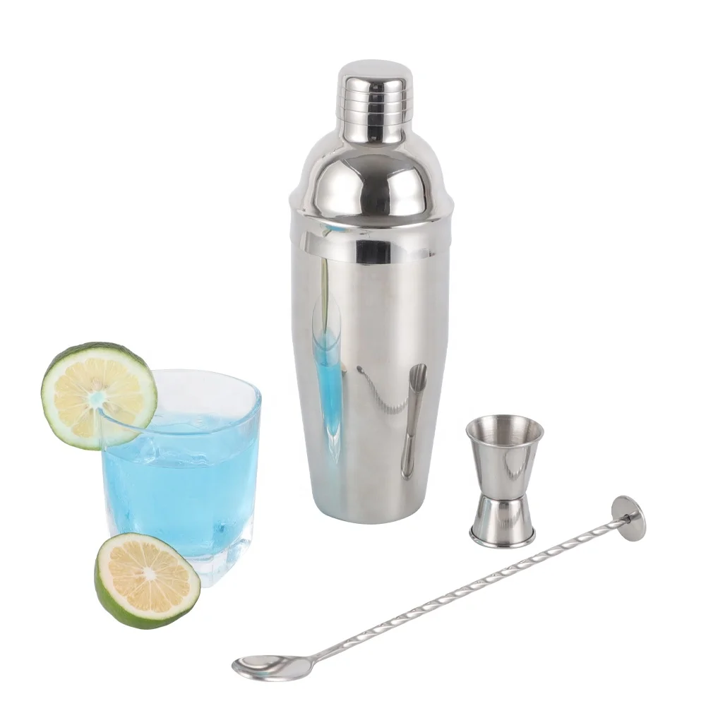 Cocktail Shaker Martini Shaker With Food Grade Stainless Steel Drink Shaker with Cocktail Strainer Mixing Spoon Measuring Jigger
