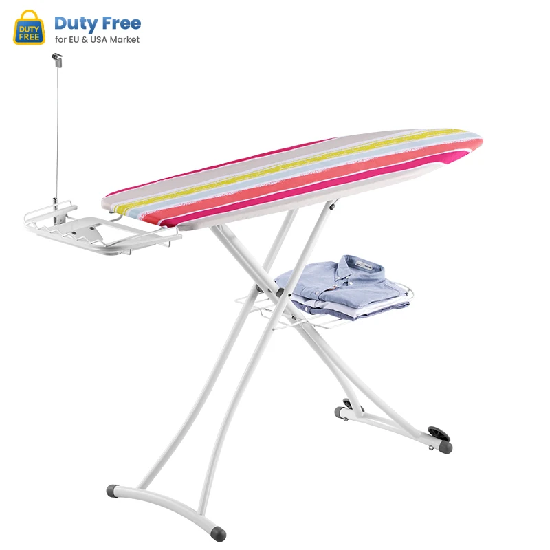 Household Retractable Iron Rest Iron Board Folding Space Saving Ironing Board with Garment Rack