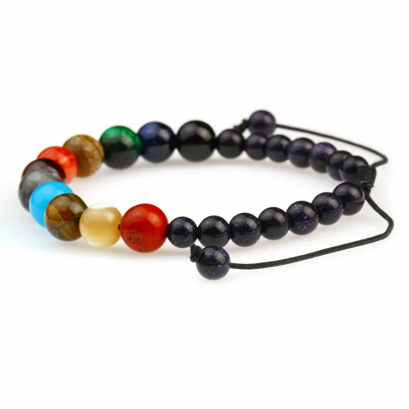 Adjustable Solar System Planet Natural Stone Bracelet Agate Crystal  Amethyst Stone  Bracelet ST121