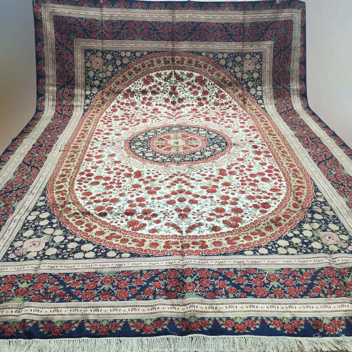 Big Size Oriental Chinese Antique Carpet Large Handmade Hand Knotted Silk Rugs for Living Room with Peony Design