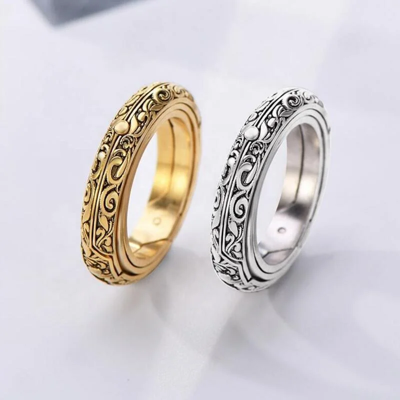 Fashion Astronomy Ball Retro Letters Sphere Reversible Deformed Globe Necklace ring