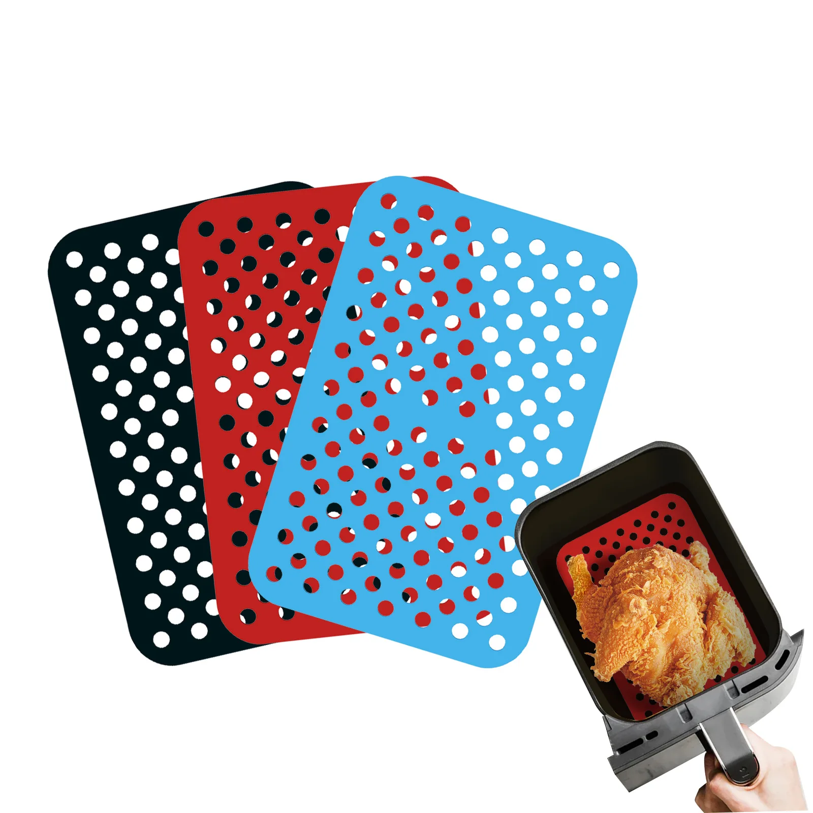 Rectangular Airfryer Silicone Pot Reusable Replacement  Air Fryer Silicone Liners for baking