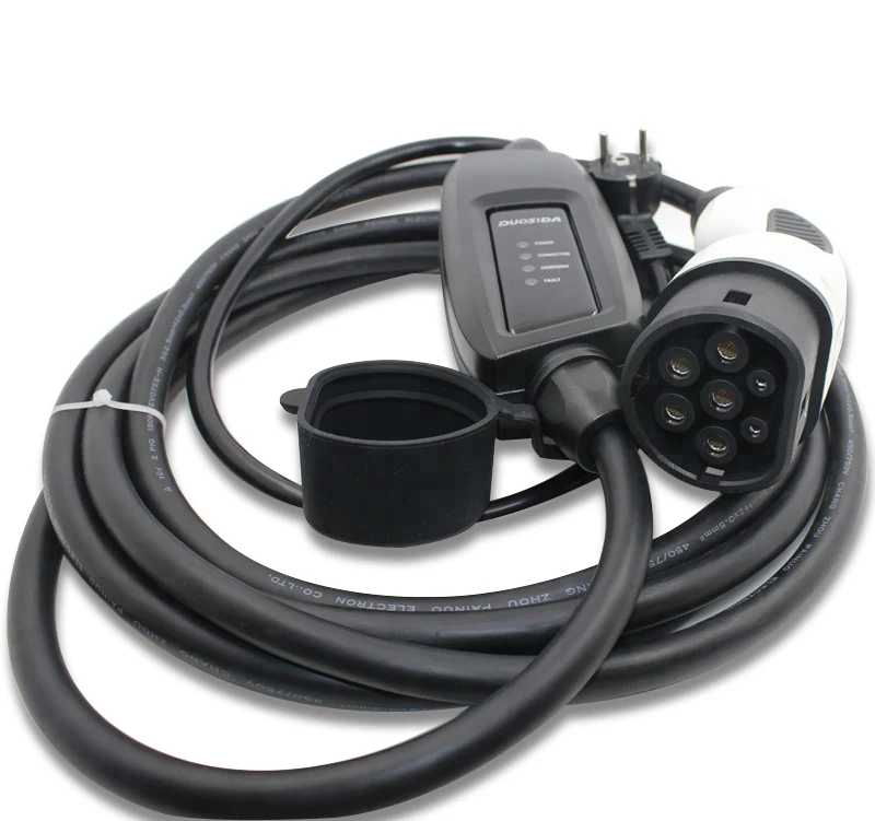 DUOSIDA Тип 2 Портативный EV зарядное устройство IEC 62196-2 16A режим 2 EVSE CE 3.5KW штепсельная вилка европейского стандарта